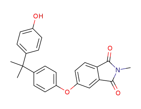 Molecular Structure of 61864-47-9 (1H-Isoindole-1,3(2H)-dione,
5-[4-[1-(4-hydroxyphenyl)-1-methylethyl]phenoxy]-2-methyl-)