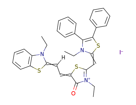 Thiazolium,  3-ethyl-5-[(3-ethyl-2(3H)-benzothiazolylidene)ethylidene]-2-[(3-ethyl-4,5-  diphenyl-2(3H)-thiazolylidene)methyl]-4,5-dihydro-4-oxo-, iodide