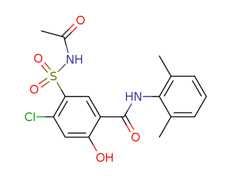 55488-61-4,Benzamide,5-[(acetylamino)sulfonyl]-4-chloro- N-(2,6-dimethylphenyl)-2-hydroxy- ,