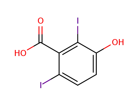 Molecular Structure of 57772-60-8 (Benzoic acid, 3-hydroxy-2,6-diiodo-)