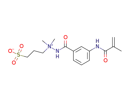 Molecular Structure of 14613-11-7 (Hydrazinium,1,1-dimethyl-2-[3-[(2-methyl-1-oxo-2-propen-1-yl)amino]benzoyl]-1-(3-sulfopropyl)-,inner salt)