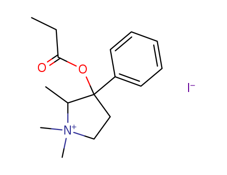 Molecular Structure of 102584-72-5 (Pyrrolidinium,1,1,2-trimethyl-3-(1-oxopropoxy)-3-phenyl-, iodide (1:1))