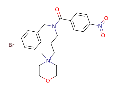 Molecular Structure of 7195-54-2 (Morpholinium,4-methyl-4-[3-[(4-nitrobenzoyl)(phenylmethyl)amino]propyl]-, bromide (1:1))