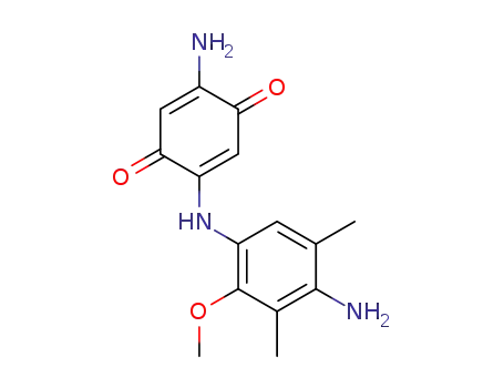 Molecular Structure of 51540-94-4 (2,5-Cyclohexadiene-1,4-dione,
2-amino-5-[(4-amino-2-methoxy-3,5-dimethylphenyl)amino]-)