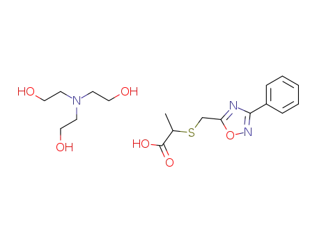 Molecular Structure of 61560-16-5 (2-(bis(2-hydroxyethyl)amino)ethanol; 2-[(3-phenyl-1,2,4-oxadiazol-5-yl)methylsulfanyl]propanoic acid)