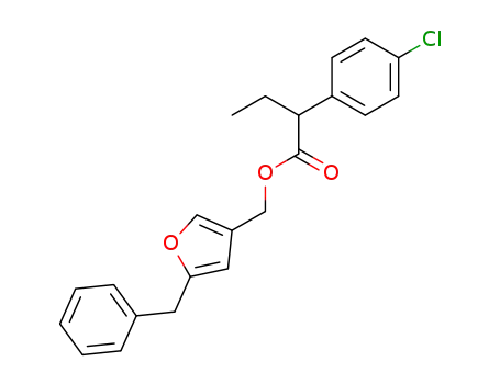 Molecular Structure of 51630-12-7 (<span xmlns="" style="font-weight:bold;">(5-(PHENYLMETHYL)-3-FURANYL)METHYL 4-CHLORO-</span>&alpha;-ETHYLBENZENEACETATE			)