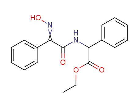 Molecular Structure of 744-04-7 (Benzeneacetic acid, a-[[2-(hydroxyimino)-2-phenylacetyl]amino]-,ethyl ester)