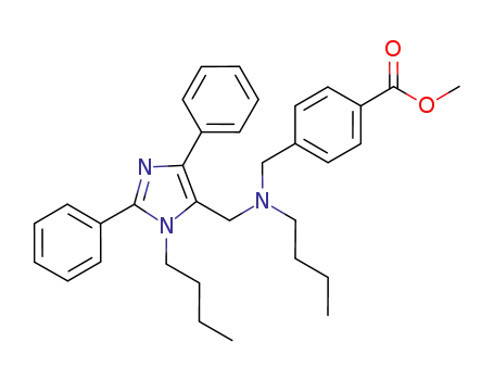 Molecular Structure of 439570-83-9 (Benzoic acid,
4-[[butyl[(1-butyl-2,4-diphenyl-1H-imidazol-5-yl)methyl]amino]methyl]-,
methyl ester)