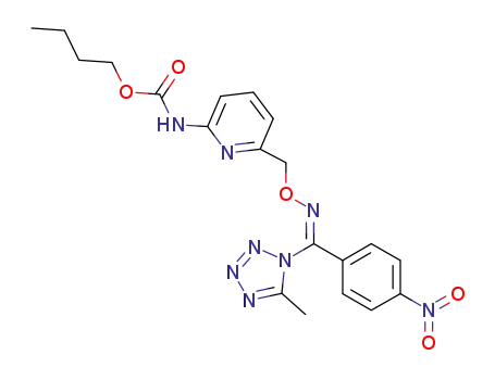 Molecular Structure of 500207-99-8 (Carbamic acid,
[6-[[[(Z)-[(5-methyl-1H-tetrazol-1-yl)(4-nitrophenyl)methylene]amino]oxy]
methyl]-2-pyridinyl]-, butyl ester)