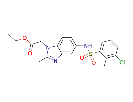 Molecular Structure of 686746-86-1 (1H-Benzimidazole-1-acetic acid,
5-[[(3-chloro-2-methylphenyl)sulfonyl]amino]-2-methyl-, ethyl ester)