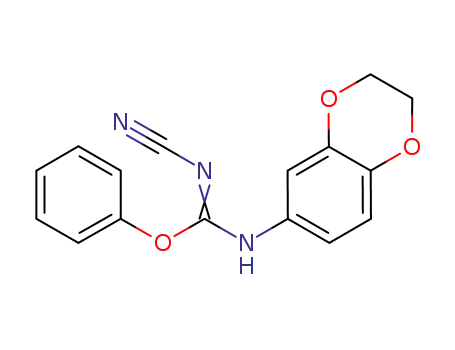 Molecular Structure of 381249-41-8 (Carbamimidic acid, N-cyano-N'-(2,3-dihydro-1,4-benzodioxin-6-yl)-,
phenyl ester)
