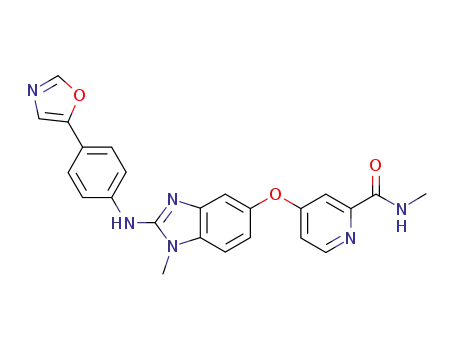 Molecular Structure of 611214-39-2 (2-Pyridinecarboxamide,
N-methyl-4-[[1-methyl-2-[[4-(5-oxazolyl)phenyl]amino]-1H-benzimidazol-
5-yl]oxy]-)
