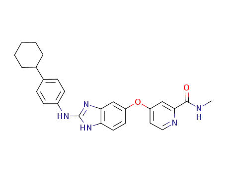 Molecular Structure of 611213-12-8 (2-Pyridinecarboxamide,
4-[[2-[(4-cyclohexylphenyl)amino]-1H-benzimidazol-5-yl]oxy]-N-methyl-)