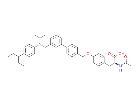 Molecular Structure of 1013907-68-0 (L-Tyrosine, N-acetyl-O-[[3'-[[[4-(1-ethylpropyl)phenyl](1-methylethyl)amino]methyl][1,1'-biphenyl]-4-yl]methyl]-)