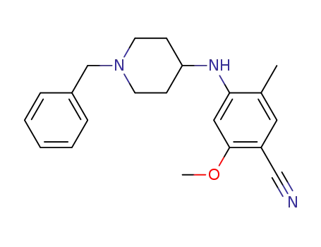 Molecular Structure of 609788-31-0 (Benzonitrile,
2-methoxy-5-methyl-4-[[1-(phenylmethyl)-4-piperidinyl]amino]-)