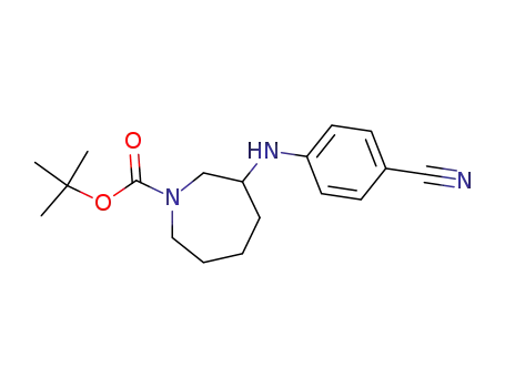 Molecular Structure of 609789-23-3 (1H-Azepine-1-carboxylic acid, 3-[(4-cyanophenyl)amino]hexahydro-,
1,1-dimethylethyl ester)