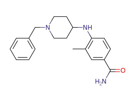 Molecular Structure of 609781-69-3 (Benzamide, 3-methyl-4-[[1-(phenylmethyl)-4-piperidinyl]amino]-)