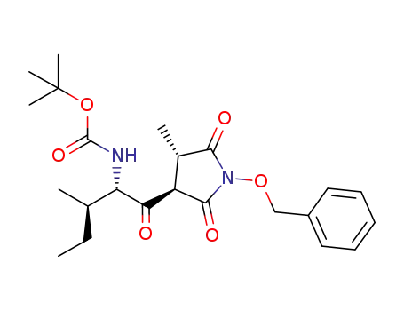 Molecular Structure of 618109-45-8 (Carbamic acid,
[(1S,2R)-2-methyl-1-[[(3R,4S)-4-methyl-2,5-dioxo-1-(phenylmethoxy)-3-
pyrrolidinyl]carbonyl]butyl]-, 1,1-dimethylethyl ester)