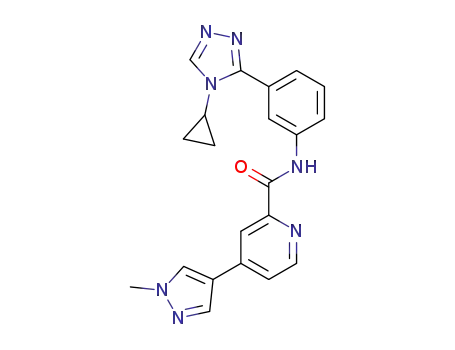 Molecular Structure of 1262040-56-1 (N-(3-(4-cyclopropyl-4H-1,2,4-triazol-3-yl)phenyl)-4-(1-methyl-1H-pyrazol-4-yl)picolinamide)