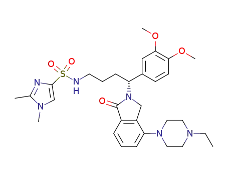 Molecular Structure of 1093069-32-9 (1H-Imidazole-4-sulfonamide, N-[(4R)-4-(3,4-dimethoxyphenyl)-4-[4-(4-ethyl-1-piperazinyl)-1,3-dihydro-1-oxo-2H-isoindol-2-yl]butyl]-1,2-dimethyl-)