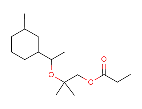 Molecular Structure of 610769-94-3 (1-Propanol, 2-methyl-2-[1-(3-methylcyclohexyl)ethoxy]-, propanoate)