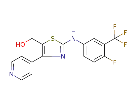 Molecular Structure of 929562-28-7 (5-Thiazolemethanol, 2-[[4-fluoro-3-(trifluoromethyl)phenyl]amino]-4-(4-pyridinyl)-)