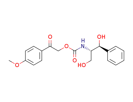 Molecular Structure of 125219-10-5 (((1S,2S)-2-Hydroxy-1-hydroxymethyl-2-phenyl-ethyl)-carbamic acid 2-(4-methoxy-phenyl)-2-oxo-ethyl ester)