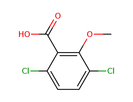 Molecular Structure of 62610-39-3 (3,6-dichloro-2-methoxy-benzoic acid)