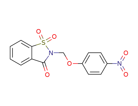 Molecular Structure of 109538-88-7 (1,2-Benzisothiazol-3(2H)-one, 2-[(4-nitrophenoxy)methyl]-, 1,1-dioxide)