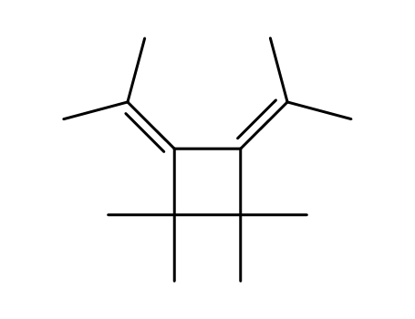 1133-23-9,Cyclobutane,1,1,2,2-tetramethyl-3,4-bis(1-methylethylidene)-,Cyclobutane,3,4-diisopropylidene-1,1,2,2-tetramethyl- (7CI,8CI);1,2-Diisopropylidene-3,3,4,4-tetramethylcyclobutane; Cyclobutane,1,2-diisopropylidene-3,3,4,4-tetramethyl-; Tetramethylallene dimer