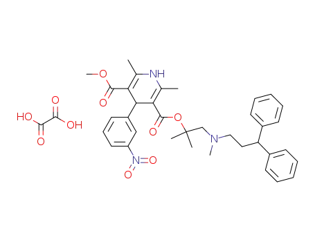 Molecular Structure of 957215-03-1 ((R,S) 1,4-dihydro-2,6-dimethyl-4-(3-nitrophenyl)-3,5-pyridinedicarboxylic acid 2-[(3,3-diphenylpropyl)methylamino]-1,1-dimethylethyl methyl ester oxalate)