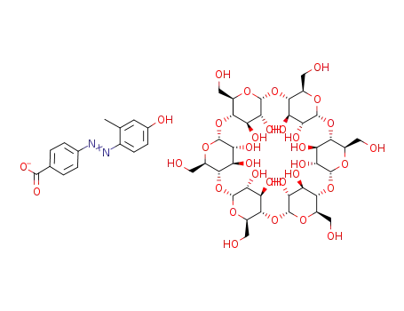 Molecular Structure of 85090-50-2 (C<sub>36</sub>H<sub>60</sub>O<sub>30</sub>*C<sub>14</sub>H<sub>11</sub>N<sub>2</sub>O<sub>3</sub><sup>(1-)</sup>)