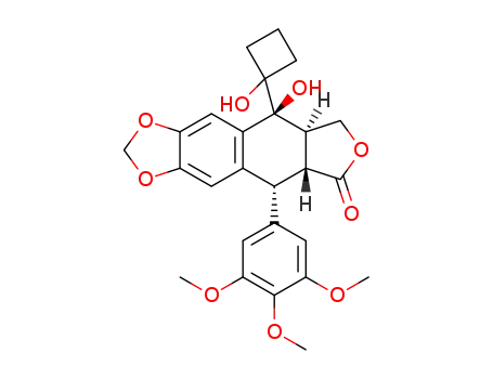 Molecular Structure of 1391928-23-6 (7α-(1-hydroxycyclobutyl)epi-podophyllotoxin)