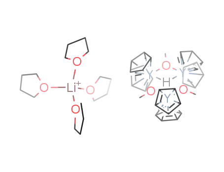 Molecular Structure of 111409-63-3 ({{(C5H5)2Y(μ-OCH3)}3(μ3-H)}(1-)*{Li(THF)4}(1+))