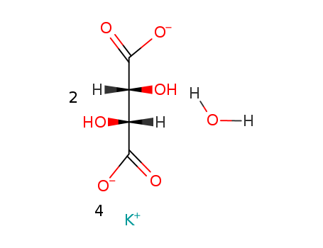 6100-19-2,Potassium tartrate hemihydrate,Butanedioicacid, 2,3-dihydroxy- (2R,3R)-, dipotassium salt, hydrate (2:1) (9CI);Butanedioic acid, 2,3-dihydroxy-[R-(R*,R*)]-, dipotassium salt, hydrate (2:1);Tartaric acid, dipotassium salt, hemihydrate (8CI);Dipotassium tartratehemihydrate;