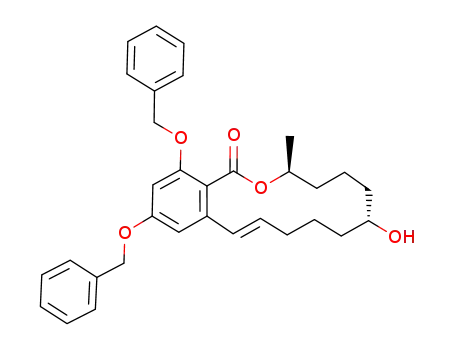 Molecular Structure of 106315-76-8 ((3S,7R)-14,16-di-O-benzyl-3,4,5,6,7,8,9,10-octahydro-7,14,16-trihydroxy-3-methyl-1H-2-benzoxacyclotetradecin-1-one)