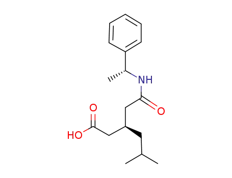 Molecular Structure of 930585-94-7 ((3R)-5-methyl-3-(2-oxo-2-{[(1R)-1-phenylethyl]amino}ethyl)hexanoic acid)