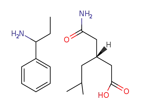 Molecular Structure of 1385049-51-3 (R-(-)-3-(carbamoylmethyl)-5-methylhexanoic acid 1-phenylpropylamine salt)