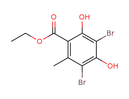 Molecular Structure of 21855-46-9 (ETHYL 3,5-DIBROMO-2,4-DIHYDROXY-6-METHYLBENZOATE)