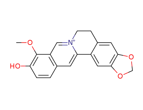 Molecular Structure of 18207-71-1 (10-hydroxy-9-methoxy-5,6-dihydro[1,3]dioxolo[4,5-g]isoquino[3,2-a]isoquinolin-7-ium)