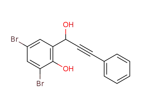 Molecular Structure of 1262020-28-9 (2,4-dibromo-6-(1-hydroxy-3-phenylprop-2-yn-1-yl)phenol)