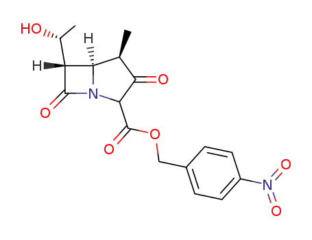 Molecular Structure of 104873-15-6 (4-nitrobenzyl (4R,5R,6S)-6-[(1R)-1-hydroxyethyl]-4-methyl-3,7-dioxo-1-azabicyclo[3.2.0]-heptane-2-carboxylate)