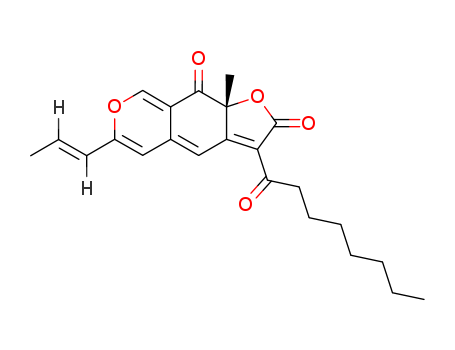 13283-90-4,Monascorubrin,9a-methyl-3-octanoyl-6-[(E)-prop-1-enyl]furo[3,2-g]isochromene-2,9-dione;Monasred;2H-Furo[3,2-g][2]benzopyran-2,9(9aH)-dione, 9a-methyl-3-(1-oxooctyl)-6-(1-propenyl)-, [R-(E)]-;