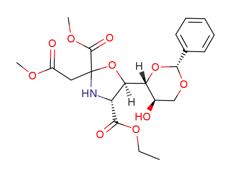 methyl (4R,5R)-5-(1,3-O-benzylidene-D-erythro-glycerol-1-yl)-4-(ethoxycarbonyl)-2-(methoxycarbonyl)oxazolidin-2-yl acetate