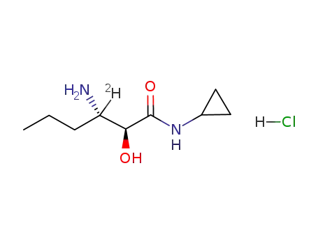 Molecular Structure of 950842-32-7 ((2S,3S)-3-amino-3-deutero-N-cyclopropyl-2-hydroxyhexanamide hydrochloric acid salt)