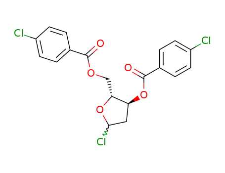 Molecular Structure of 3601-90-9 (1-Chloro-3,5-di(4-chlorbenzoyl)-2-deoxy-D-ribose)