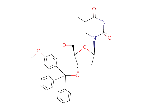 Molecular Structure of 13084-61-2 (Thymidine, 3'-O-[(4-methoxyphenyl)diphenylmethyl]-)