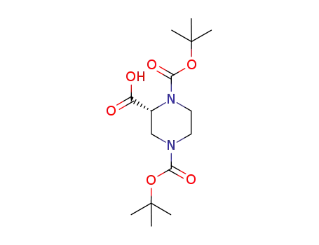 Molecular Structure of 173774-48-6 ((R)-1-N-BOC-4-N-BOC-PIPERAZINE-2-CARBOXYLIC ACID)