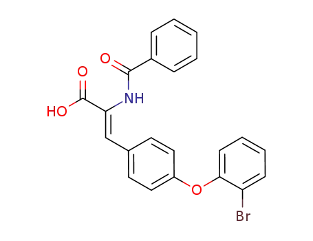 Molecular Structure of 639517-90-1 ((2Z)-2-(benzoylamino)-3-[4-(2-bromophenoxy)phenyl]prop-2-enoic acid)