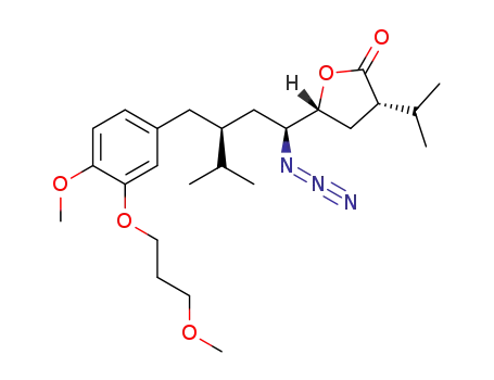 Molecular Structure of 1309922-72-2 ((3S,5R)-5-((1S,3S)-1-azido-3-(4-methoxy-3-(methoxypropoxy)benzyl)-4-methylpentyl)-3-isopropyl-dihydrofuran-2(3H)-one)